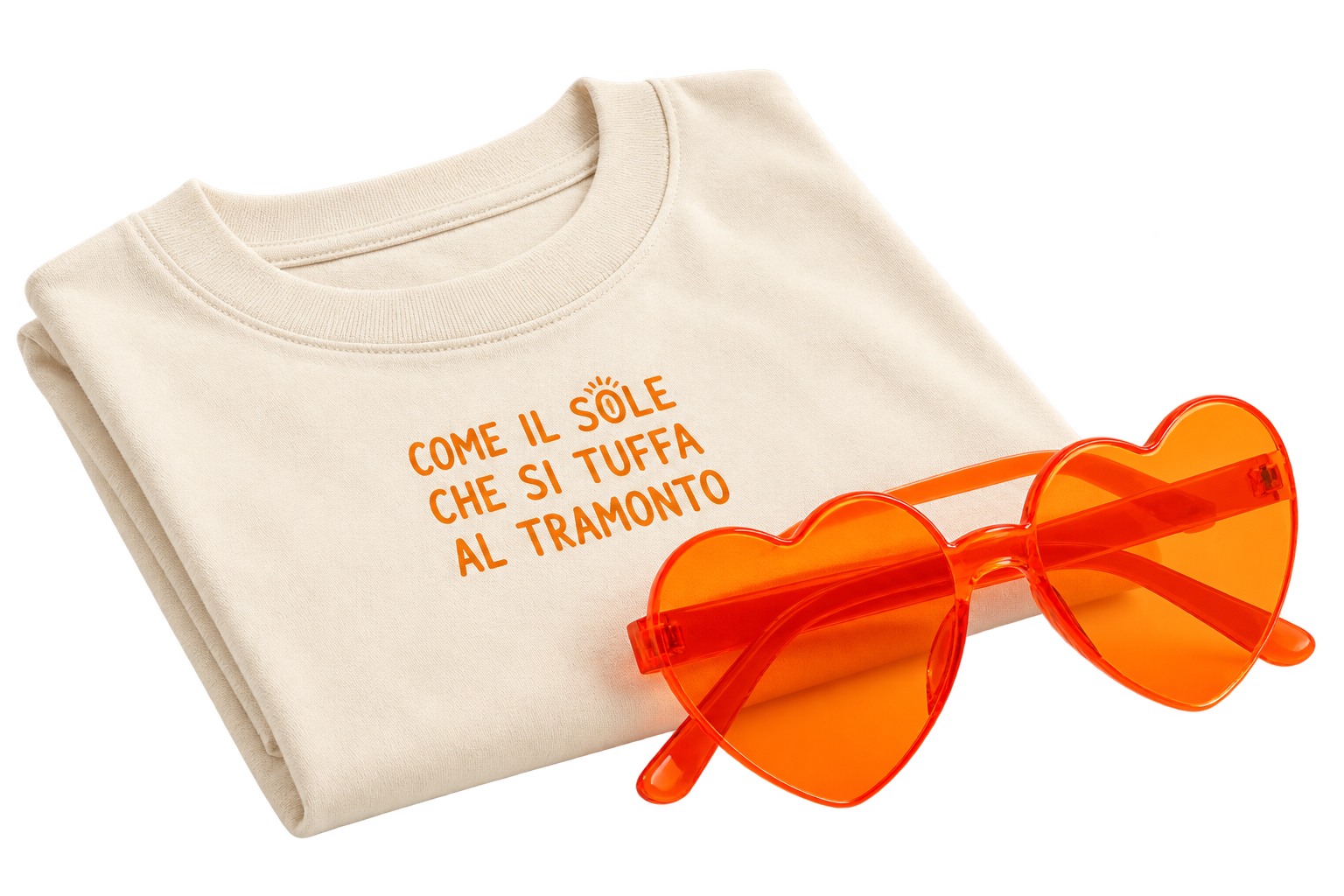 Maglia Pesco con occhiali a cuore arancioni